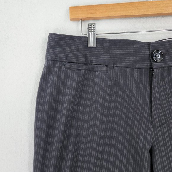 Willow and Clay Pants Womens 12 Black Gray Pinstripe Wide Leg Career Trousers - Picture 2 of 10